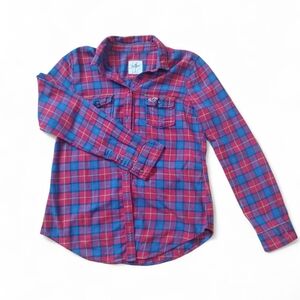 Hollister Plaid 100% Cotton Shirt Women’s Large Y2K Lightweight Fall Layer